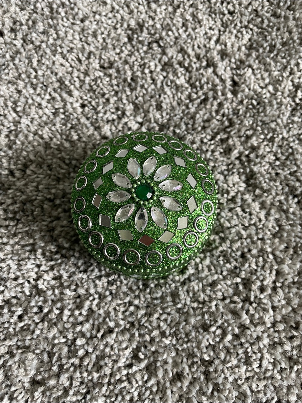 Sparkling Green Jeweled Trinket Box by
